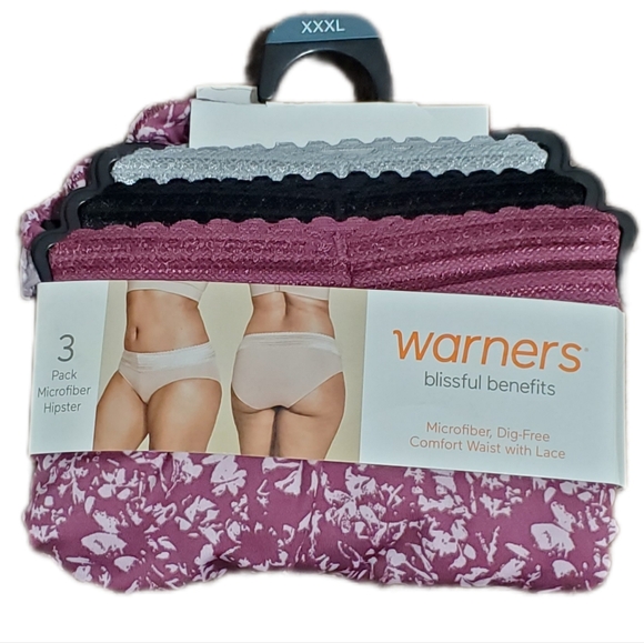 Warners Blissful Benefits Microfiber Hipster Panty 3 Pack Size XXXL (10) NEW! - Picture 1 of 7